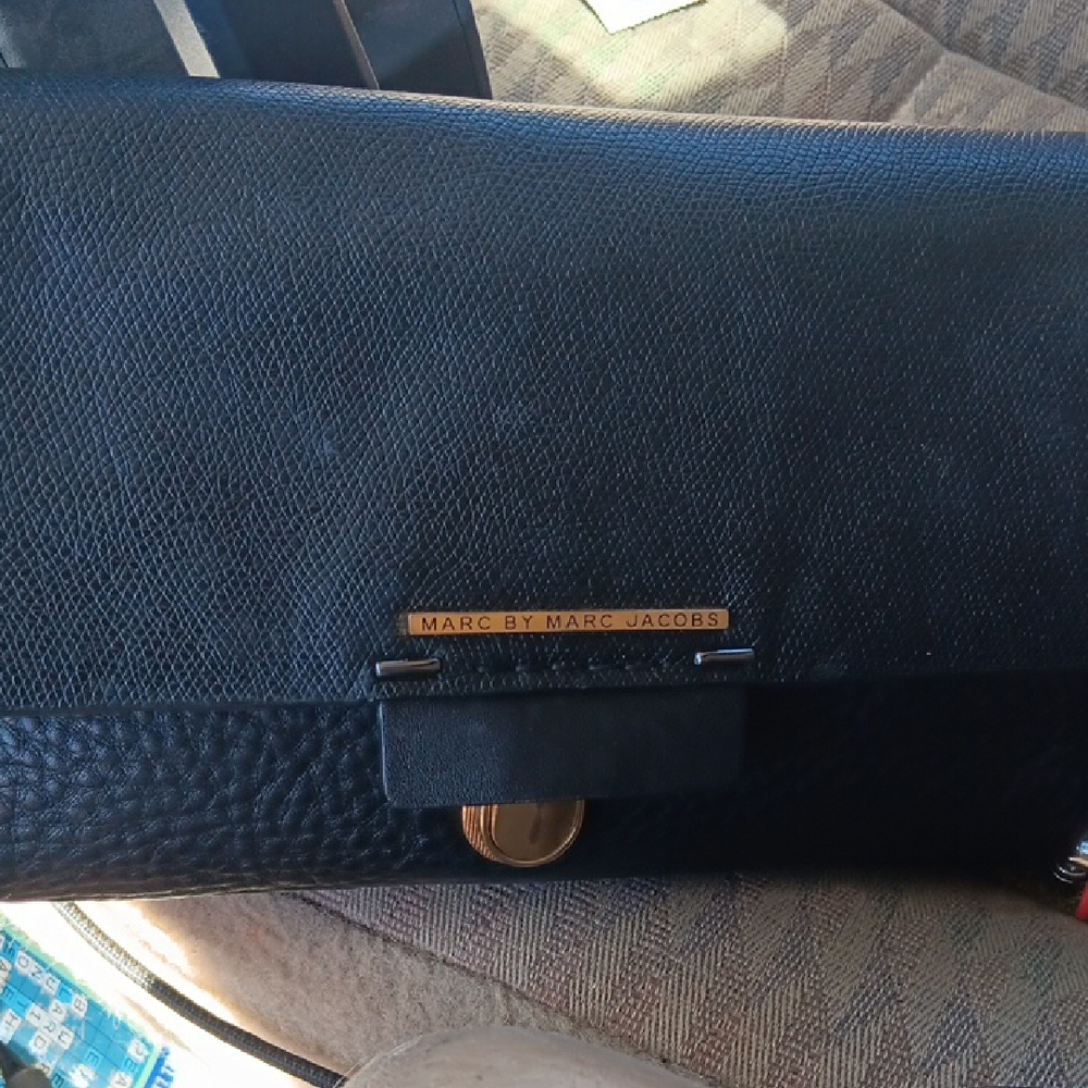 Marc by Marc Jacobs Textured Black Clutch with Gold Detail
